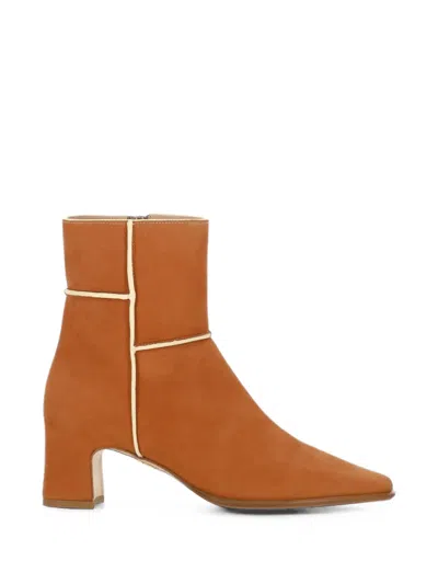 Rodo Piped Square-toe Ankle Boots In Brown