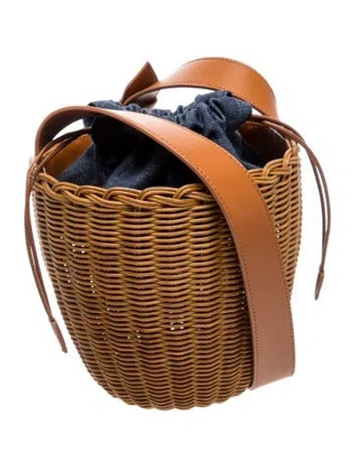 Pre-owned Rodo Raffia Bucket Bag In Brown