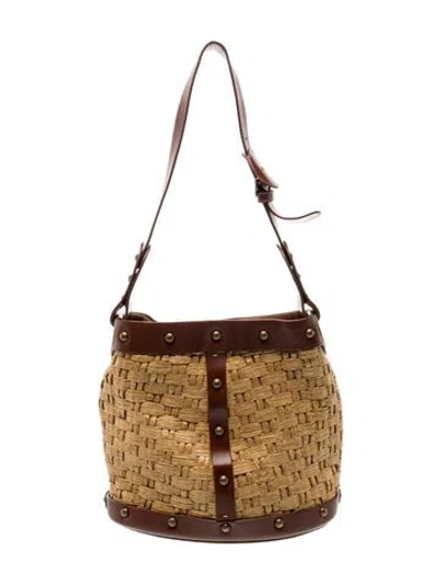Pre-owned Rodo Raffia Bucket Bag In Neutral