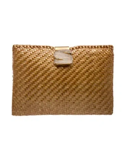 Pre-owned Rodo Raffia Clutch In Neutrals