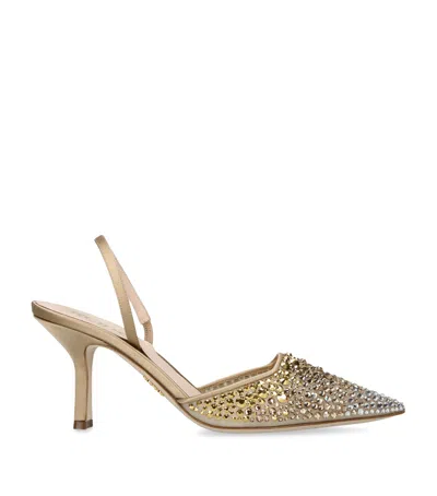 Rodo Rhinestone Embellished Assia Slingback Pumps 80 In Gold