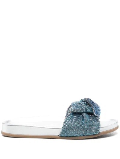 Rodo Rhinestone-embellished Slides In Blue