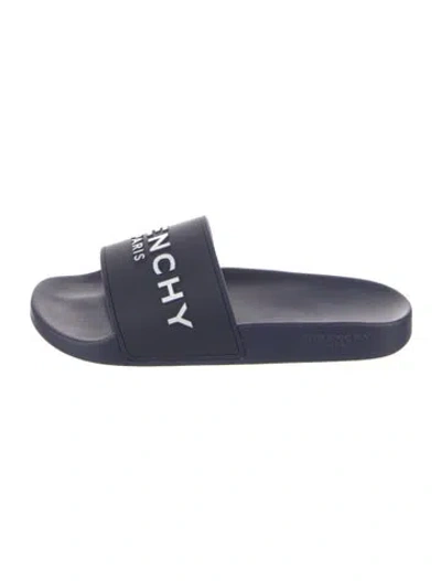 Pre-owned Rodo Rubber Graphic Print Slides In Blue