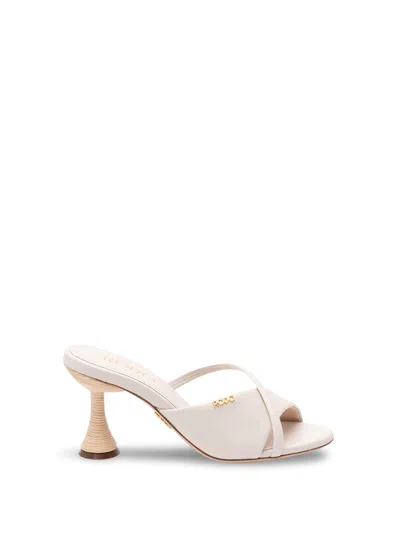 Rodo Sandals With Wicker Heel In White