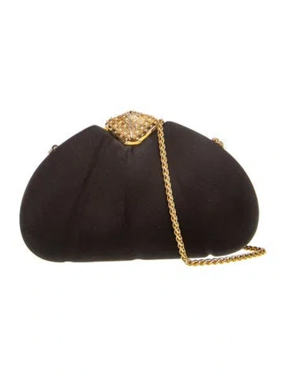 Pre-owned Rodo Satin Clutch In Black