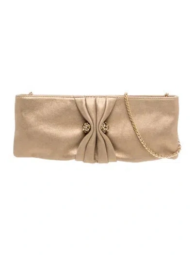 Pre-owned Rodo Satin Clutch In Gold