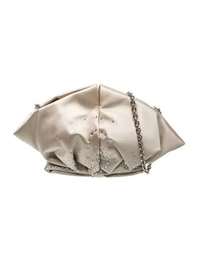 Pre-owned Rodo Satin Clutch In Silver