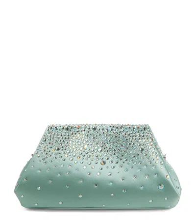 Rodo Satin Embellished Clutch Bag In Blue