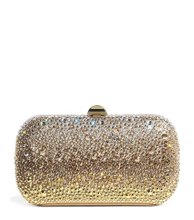 Rodo Satin Embellished Clutch Bag In Gold