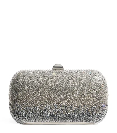 Rodo Satin Embellished Clutch Bag In Silver