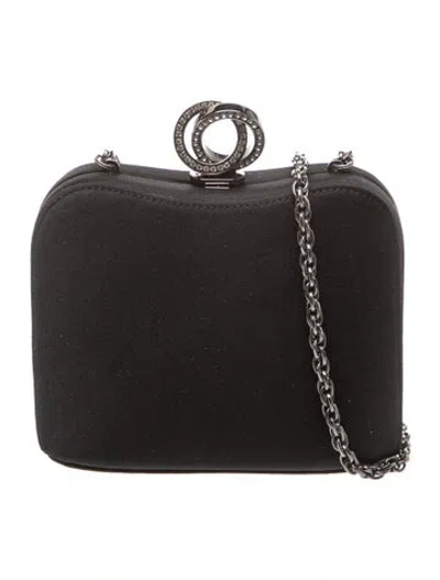 Pre-owned Rodo Satin Minaudière In Black