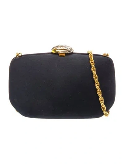 Pre-owned Rodo Satin Minaudière In Black