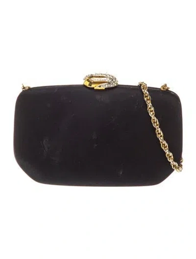 Pre-owned Rodo Satin Minaudière In Black