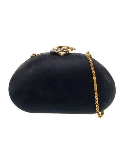 Pre-owned Rodo Satin Minaudière In Blue