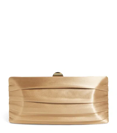 Rodo Satin Plissé Clutch Bag In Gold