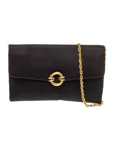 Pre-owned Rodo Satin Shoulder Bag In Black