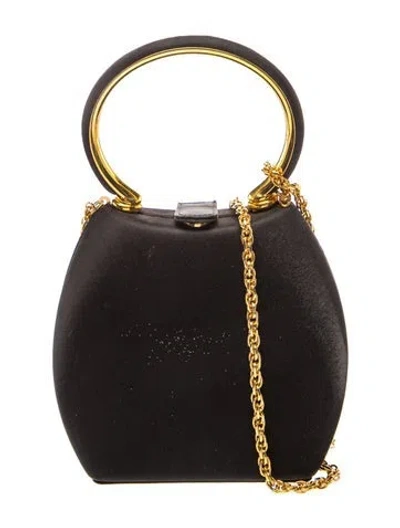 Pre-owned Rodo Satin Top Handle Bag In Black