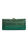 Rodo Silk Satin Crystal-embellished Clutch Bag In Green