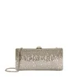 Rodo Silk Satin Crystal-embellished Clutch Bag In Silver