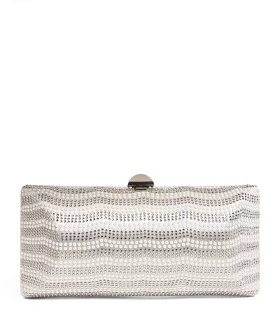 Rodo Silk Satin Embellished Clutch Bag In Gray