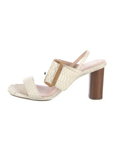 Pre-owned Rodo Snakeskin Animal Print Sandals In Neutral