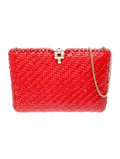 Pre-owned Rodo Straw Crossbody Bag In Red
