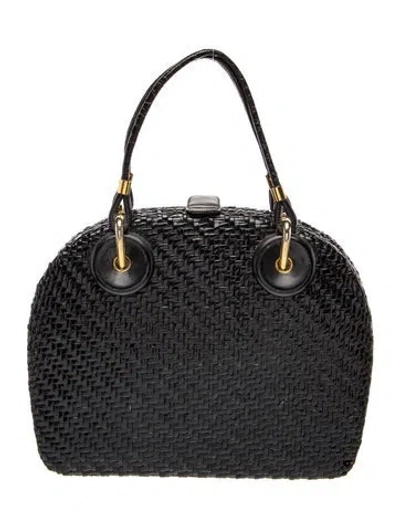 Pre-owned Rodo Straw Shoulder Bag In Black