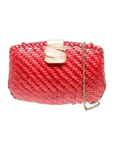 Pre-owned Rodo Straw Shoulder Bag In Red