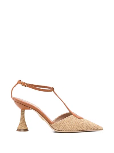 Rodo Straw-panelled T-bar Pumps In Multi