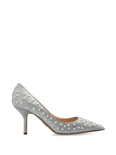 Rodo Studded Pearl Court Pumps In Silver