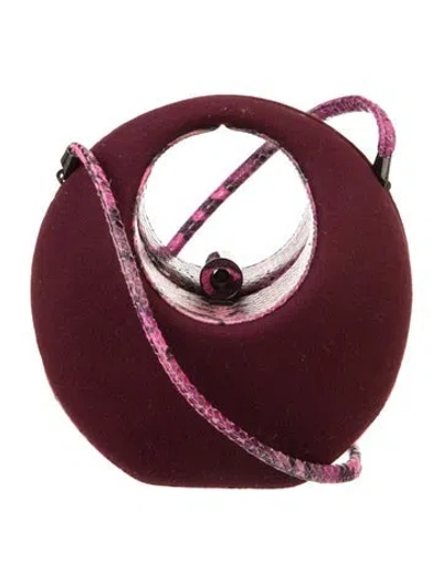 Pre-owned Rodo Suede Crossbody Bag In Burgundy