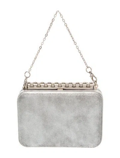 Pre-owned Rodo Suede Evening Bag In Metallic/white