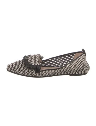 Pre-owned Rodo Tweed Pattern Loafers In Black