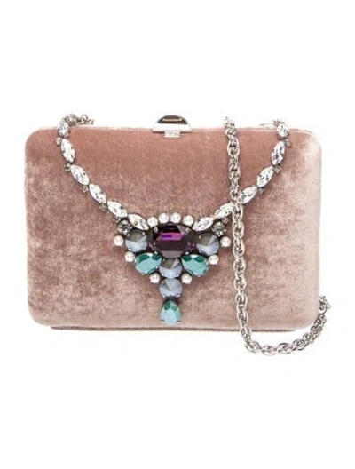 Pre-owned Rodo Velvet Clutch In Neutrals