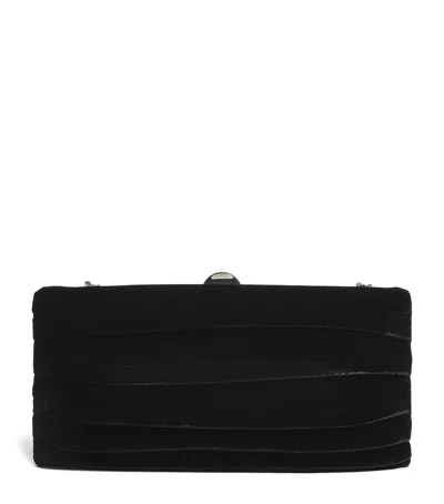 Rodo Velvet Plissé Clutch Bag In Black