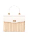 Rodo Wicker And Leather Medium Handbag In Sand