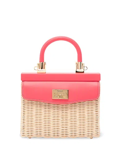 Rodo Wicker And Leather Small Handbag In Fuchsia