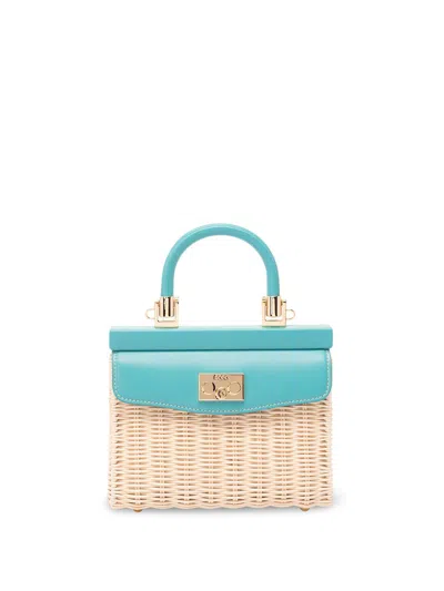 Rodo Wicker And Leather Small Handbag In Green