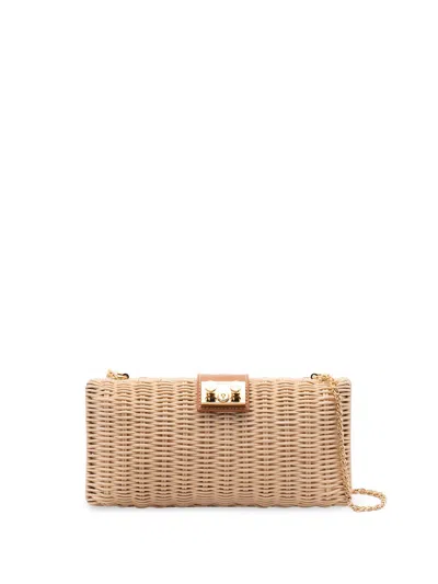 Rodo Wicker Clutch In Brown