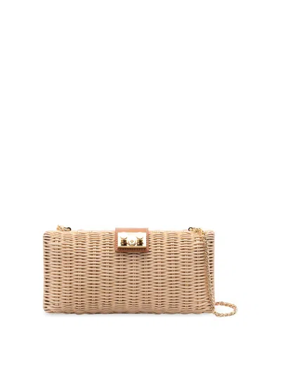 Rodo Wicker Clutch In Brown