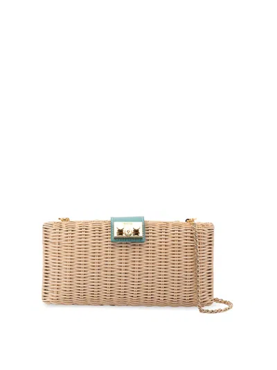 Rodo Wicker Clutch In Green