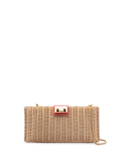 Rodo Wicker Clutch In Pink