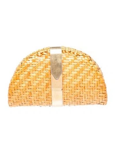 Pre-owned Rodo Wicker Clutch Vintage In Brown