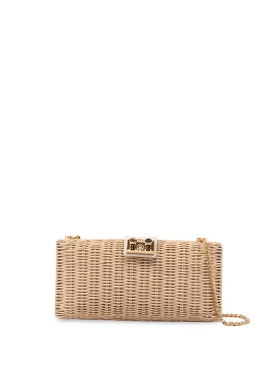 Rodo Wicker Clutch In White