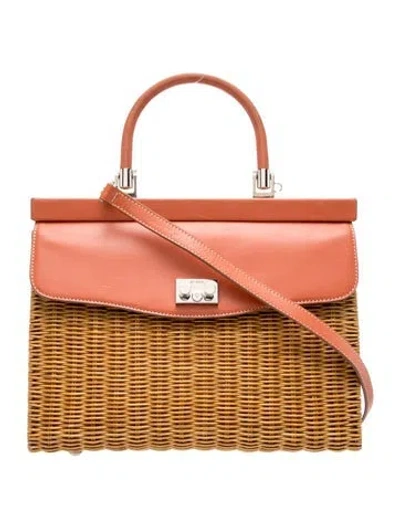 Pre-owned Rodo Wicker Top Handle Bag In Neutral