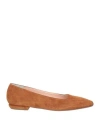 Rodo Woman Ballet Flats Camel Size 7.5 Soft Leather In Beige