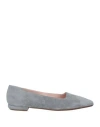 Rodo Woman Ballet Flats Grey Size 11 Soft Leather In Grey
