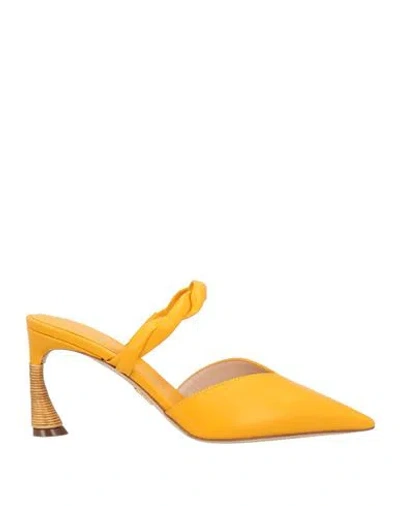 Rodo Woman Mules & Clogs Mandarin Size 10 Calfskin In Yellow
