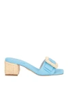 Rodo Woman Sandals Azure Size 11 Calfskin In Blue