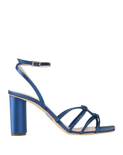 Rodo Woman Sandals Blue Size 8 Textile Fibers